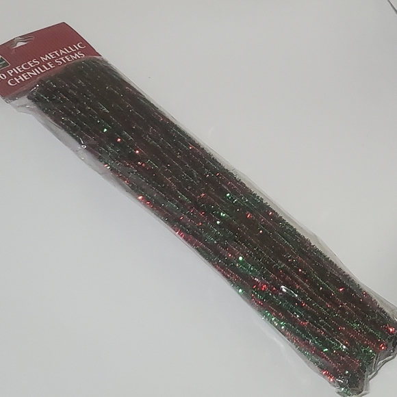 3/$15 50 Twisted Metallic Chenille Stems Red & Green Candy Cane - Picture 2 of 4